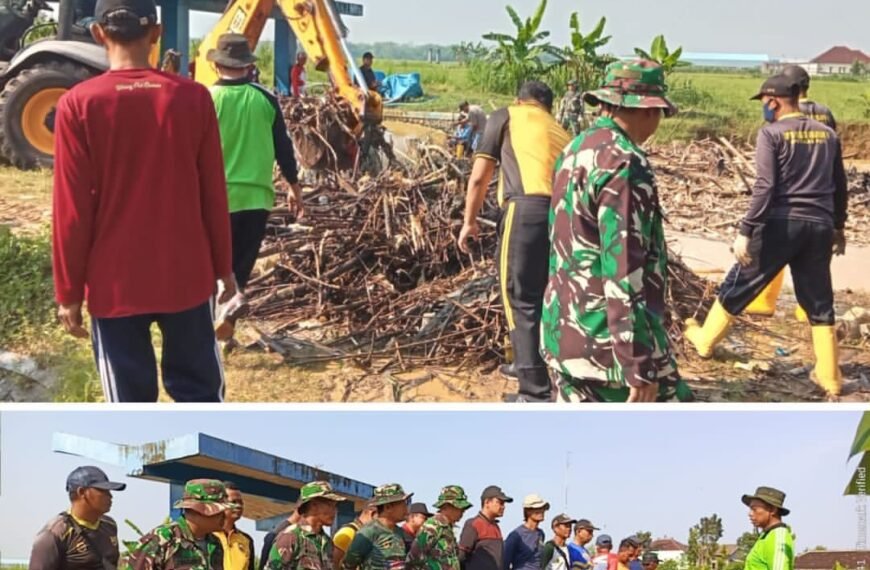 DPUTR Pati Bersama TNI, POLRI Berhasil Bersihkan Sampah di Bendung Bangklean